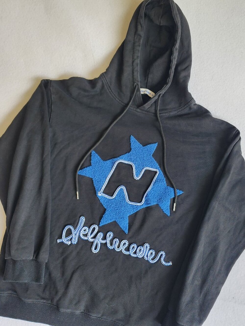 Aelfric Eden Black Hoodie with Blue Star Applique